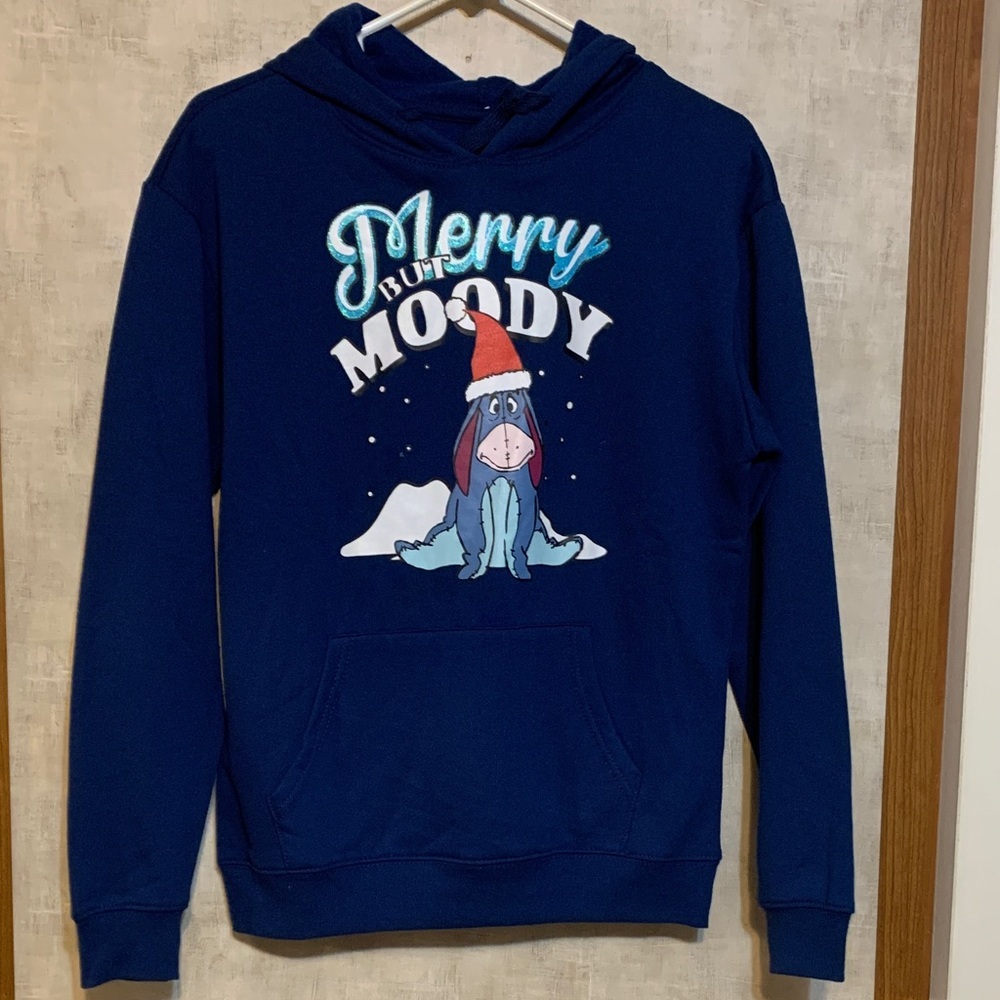 Blue Merry But Moody Winnie the Pooh hoodie